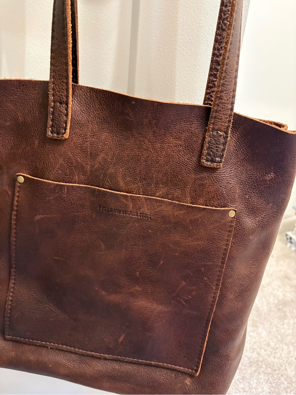 Portland Leather crossbody tote in cold brew - Picture 2 of 5